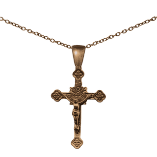 Vintage Bronze Crucifix with Quatrefoil Crosses