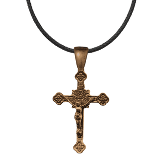 Vintage Bronze Crucifix with Quatrefoil Crosses