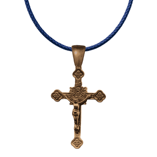 Vintage Bronze Crucifix with Quatrefoil Crosses