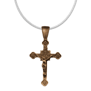 Vintage Bronze Crucifix with Quatrefoil Crosses
