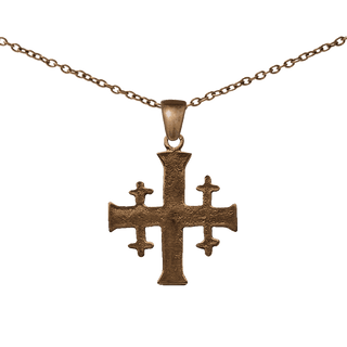 Vintage Bronze Jerusalem Cross Pendant