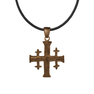 Vintage Bronze Jerusalem Cross Pendant