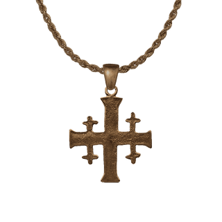 Vintage Bronze Jerusalem Cross Pendant