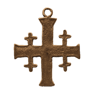 Vintage Bronze Jerusalem Cross Pendant