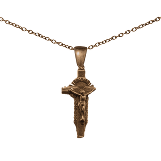 Vintage Bronze Rayed Crucifix with INRI Banner