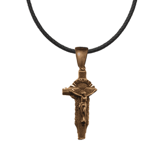 Vintage Bronze Rayed Crucifix with INRI Banner