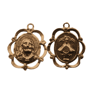 Vintage Bronze Holy Face and Infant of Prague Medal