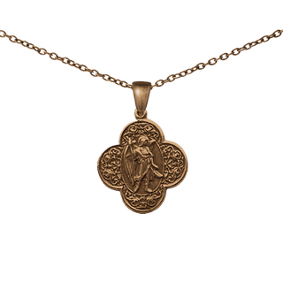 Vintage Bronze St. Raphael Quatrefoil Medal