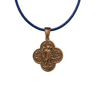 Vintage Bronze St. Raphael Quatrefoil Medal