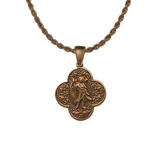 Vintage Bronze St. Raphael Quatrefoil Medal