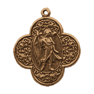 Vintage Bronze St. Raphael Quatrefoil Medal