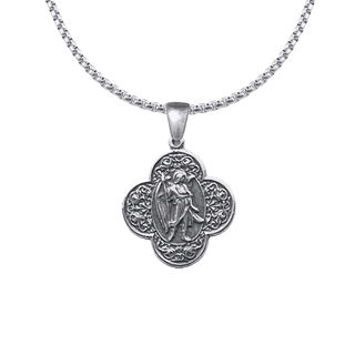 Vintage Sterling Silver St. Raphael Quatrefoil Medal