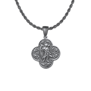 Vintage Sterling Silver St. Raphael Quatrefoil Medal