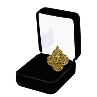 Vintage Yellow Bronze St. Raphael Quatrefoil Medal