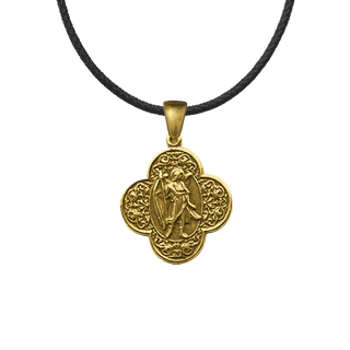 Vintage Yellow Bronze St. Raphael Quatrefoil Medal