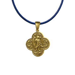 Vintage Yellow Bronze St. Raphael Quatrefoil Medal