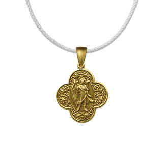 Vintage Yellow Bronze St. Raphael Quatrefoil Medal