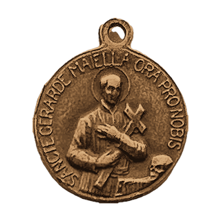 Vintage Bronze St. Gerard Majella and Perpetual Help Medal — reverse