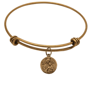 Vintage Bronze St. Gerard Majella Medal Bangle Bracelet