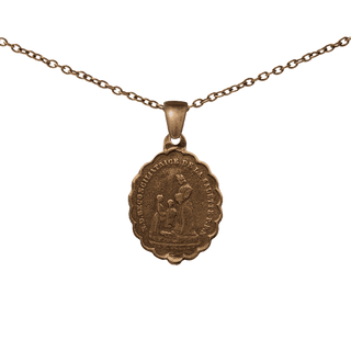 Vintage Bronze Our Lady of La Salette Scalloped Medal