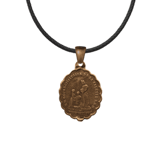 Vintage Bronze Our Lady of La Salette Scalloped Medal