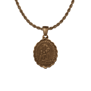 Vintage Bronze Our Lady of La Salette Scalloped Medal