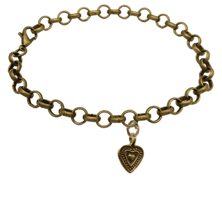 Vintage Bronze Small Double Heart Charm Bracelet