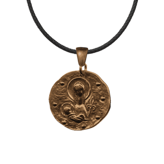 Vintage Bronze Madonna and Fleur-de-Lis Hammered Medal
