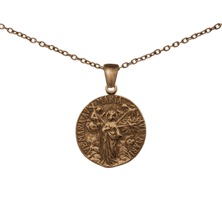 Vintage Bronze Three Hail Marys Medal, Retirate Satanas