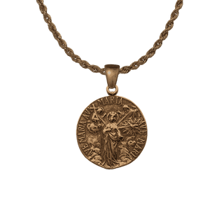 Vintage Bronze Three Hail Marys Medal, Retirate Satanas