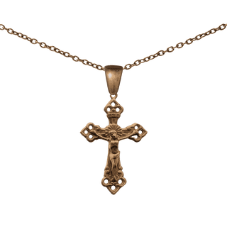 Vintage Bronze Trinity Crucifix with Pierced Terminals