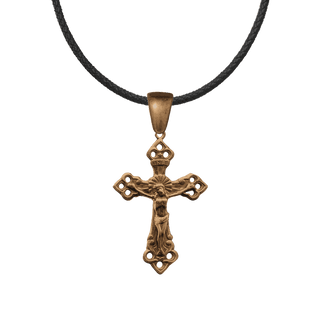 Vintage Bronze Trinity Crucifix with Pierced Terminals