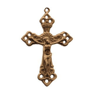 Vintage Bronze Trinity Crucifix with Pierced Terminals