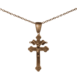 Vintage Bronze Cross of Lorraine Crucifix