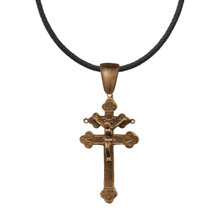 Vintage Bronze Cross of Lorraine Crucifix