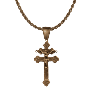 Vintage Bronze Cross of Lorraine Crucifix