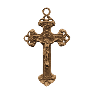 Vintage Bronze Scrollwork Crucifix with Rayed Nimbus