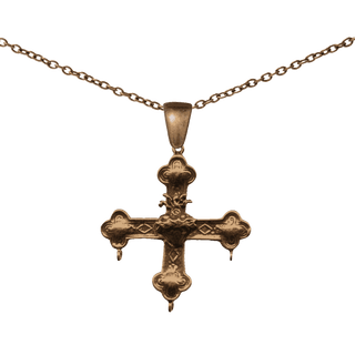 Vintage Bronze Mexican Sacred Heart Cross
