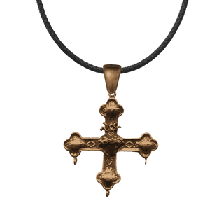 Vintage Bronze Mexican Sacred Heart Cross
