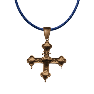 Vintage Bronze Mexican Sacred Heart Cross