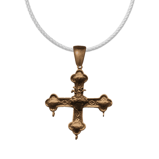 Vintage Bronze Mexican Sacred Heart Cross