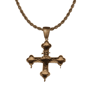 Vintage Bronze Mexican Sacred Heart Cross