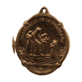Vintage Bronze La Virgen Niña Presentation Medal - reverse