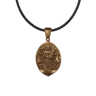 Vintage Bronze Crowned Madonna and Child Shrine Medal