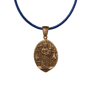 Vintage Bronze Crowned Madonna and Child Shrine Medal