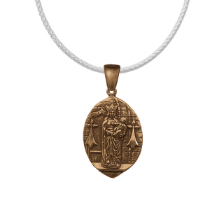 Vintage Bronze Crowned Madonna and Child Shrine Medal
