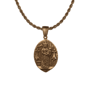 Vintage Bronze Crowned Madonna and Child Shrine Medal
