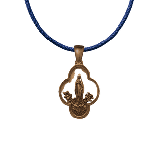 Vintage Bronze Lourdes Medal, Our Lady with Roses