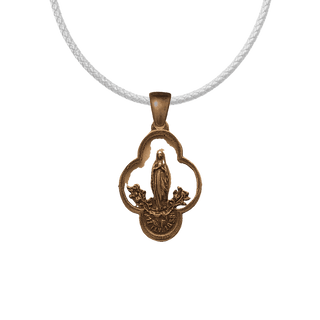 Vintage Bronze Lourdes Medal, Our Lady with Roses
