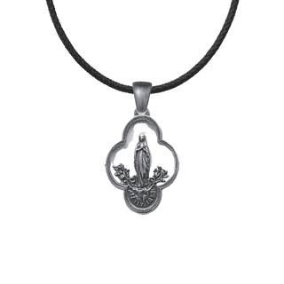 Vintage Sterling Silver Lourdes Medal, Our Lady with Roses